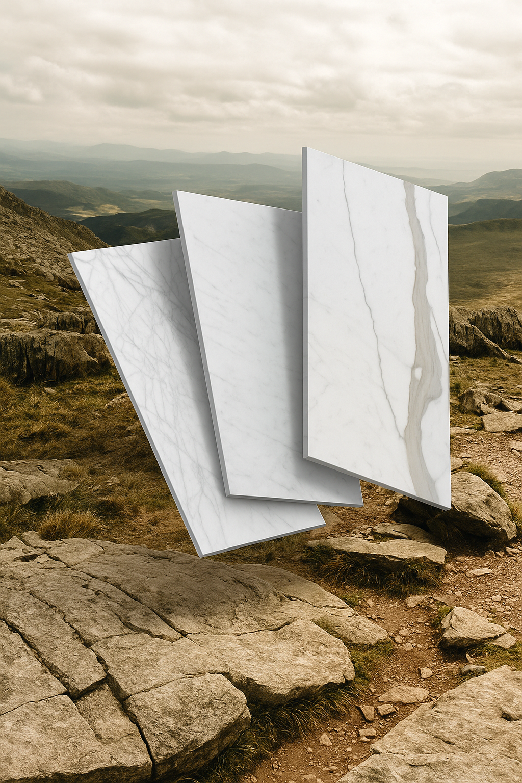 Marble slabs in the landscape
